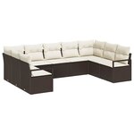 vidaXL Ensemble de canapé de jardin 9 Pièces Marron Poly rotin