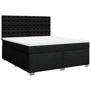 vidaXL Sommier à lattes de lit avec matelas Noir 180x200 cm Tissu