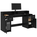 vidaXL Bureau avec porte Chêne noir 160 x 55 x 91 cm Bois d'ingénierie