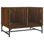 vidaXL Table basse avec portes en verre chêne marron 68 5x50x50 cm