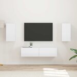 vidaXL Ensemble meuble TV 4 Pièces Blanc brillant Bois d'ingénierie