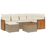 vidaXL Salon de jardin avec coussins 7 Pièces beige résine tressée