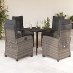 vidaXL Ensemble à manger de jardin 5 Pièces coussins gris résine tressée
