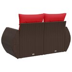 vidaXL Canapé de jardin avec coussins 2 places en résine tressée marron