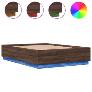 vidaXL Cadre de lit avec LED sans matelas chêne marron 150x200 cm