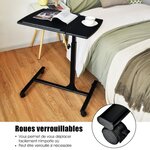 Table d’ordinateur pliable 71-93 cm hauteur réglable avec 4 roulettes tablette surface couleur noir 20_0005381