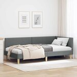 vidaXL Cadre de lit d'angle Gris foncé 90 cm x 190 cm tissu