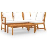 vidaXL Salon de jardin 4 Pièces avec coussin Crème Bois d'acacia solide