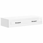 vidaXL Table d'appoint murale Blanc brillant 87 5 x 34 5 x 17 cm