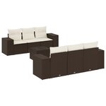 vidaXL Salon de jardin avec coussins 7 Pièces marron résine tressée