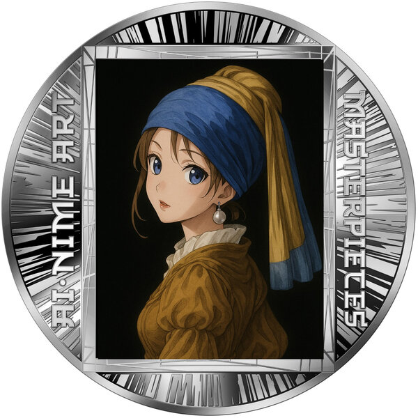 Monnaie GIRL WITH A PEARL EARRING Ai-nime Art Masterpieces Argent 500 Francs Cameroon 2025 (PRÉCOMMANDE)