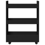 vidaXL Chariot de rangement étroit 3 niveaux noir bois d'ingénierie