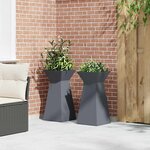 vidaXL Jardinières en colonne   2 Pièces avec bol anthracite  35x35x73 cm en acier.