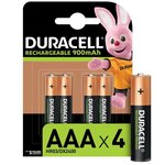 Duracell Piles Rechargeables AAA 900 mAh, lot de 4 piles