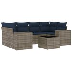 vidaXL Salon de jardin 7 Pièces avec coussins gris résine tressée