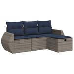 vidaXL Salon de jardin 4 Pièces avec coussins gris résine tressée