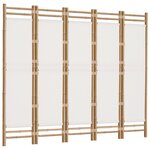 vidaXL Cloison de séparation pliante 5 panneaux 200 cm Bambou et toile