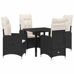 vidaXL Ensemble de salle à manger pour jardin 5 Pièces Noir Poly rotin