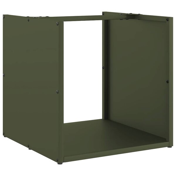 vidaXL Portant de bois chauffage vert olive 40x40x40 cm