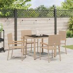 vidaXL Ensemble de salle à manger pour jardin 5 Pièces Beige