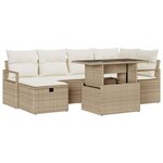 vidaXL Ensemble de canapé de jardin 7 Pièces Beige Poly rotin