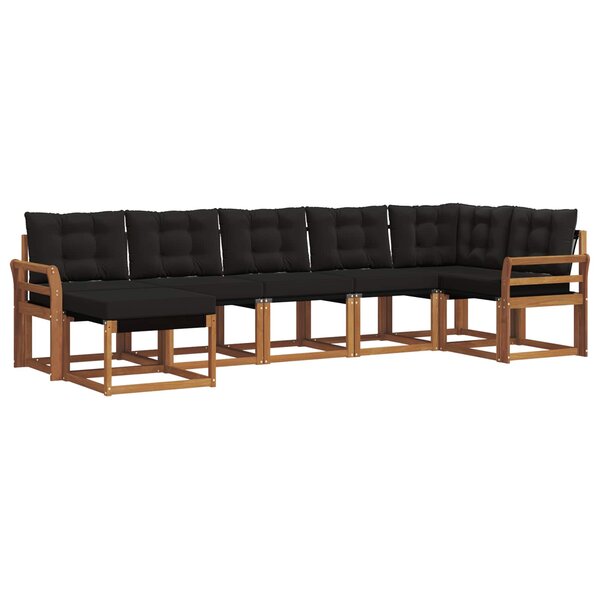 vidaXL Ensemble de canapés d'extérieur 7 pc Naturel et Noir
