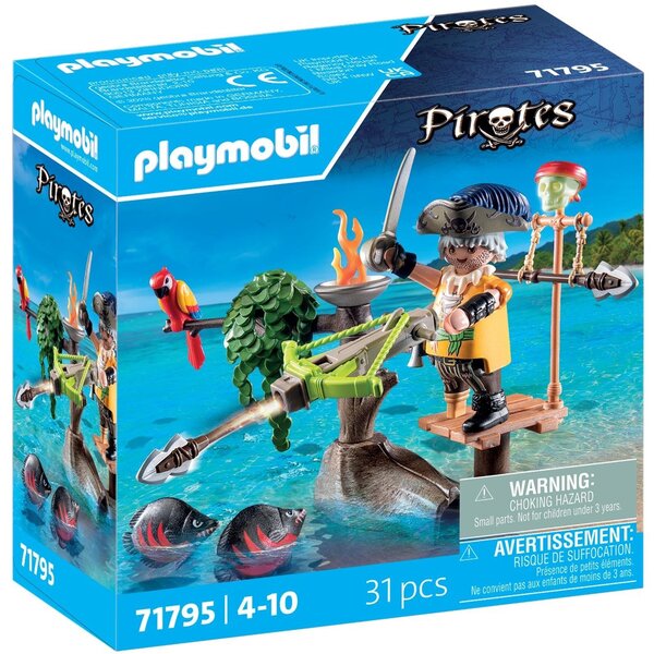 PLAYMOBIL 71795 - Pirate avec arbalète  flèche et poissons à viser