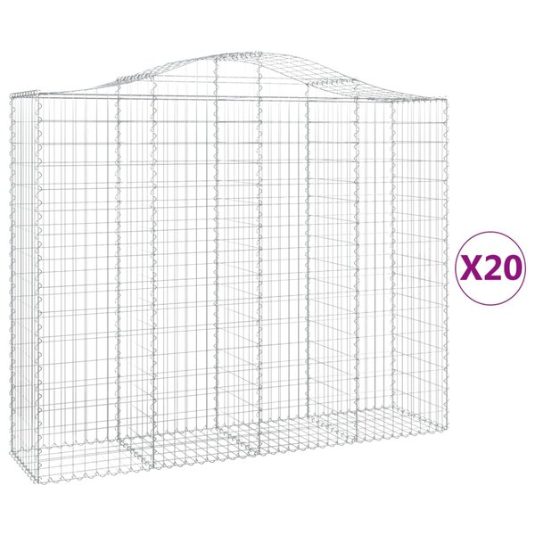 vidaXL Paniers à gabions arqués 20 Pièces 200x50x160/180 cm Fer galvanisé