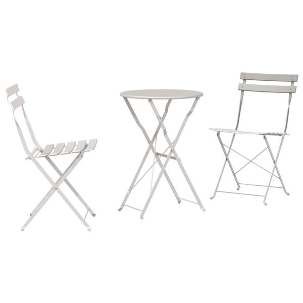 Set de bistro pliable 3 pièces beige en acier