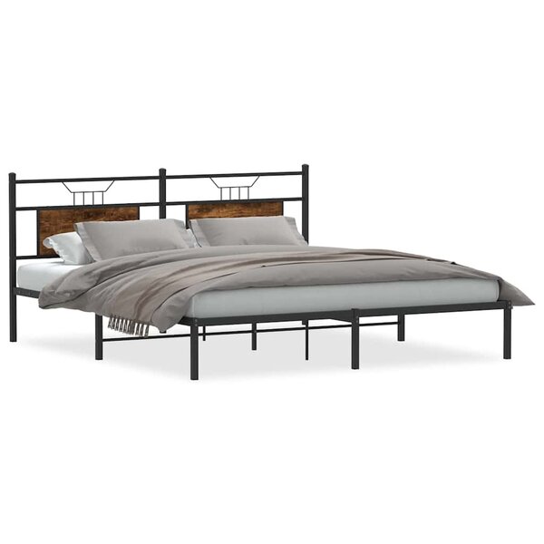 vidaXL Cadre de lit sans matelas chêne fumé 183x213 cm bois ingénierie