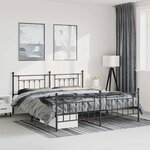 vidaXL Cadre de lit métal sans matelas avec pied de lit noir 183x213cm