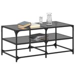 vidaXL Table basse avec dessus en verre noir 98 5x50x45 cm acier