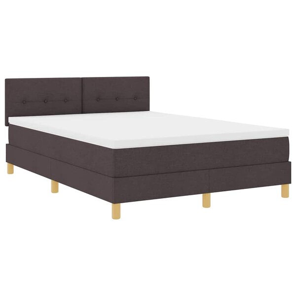vidaXL Lit à ressort LED Marron foncé 160 x 200 cm tissu