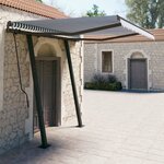 vidaXL Auvent rétractable automatique et poteaux 3 5x2 5 m Bleu blanc