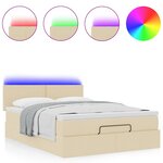 vidaXL Lit ottoman avec matelas et LED crème 140x200 cm tissu