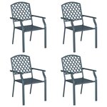 Chaises de jardin vidaXL 4 Pièces empilables en acier anthracite