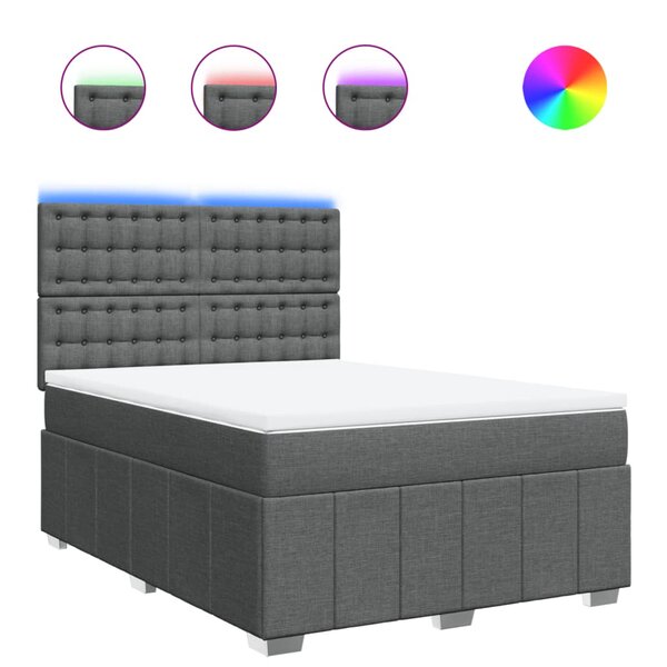 vidaXL Sommier à lattes de lit avec matelas Gris foncé 140x190cm Tissu