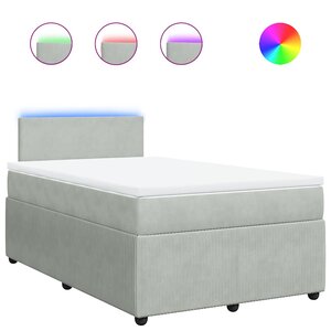 vidaXL Sommier à lattes de lit et matelas gris clair 120x190cm velours