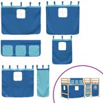 vidaXL Lit mezzanine enfants et rideaux bleu 90x190cm bois pin massif