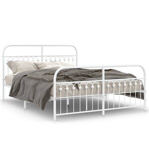 vidaXL Cadre de lit métal sans matelas et pied de lit blanc 150x200 cm