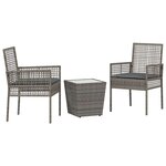 vidaXL Ensemble bistro de jardin 3 Pièces Gris Poly rotin