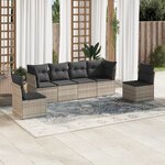 vidaXL Salon de jardin 6 Pièces avec coussins gris clair résine tressée