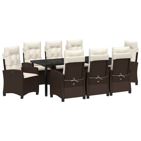 vidaXL Ensemble de salle à manger pour jardin 9 Pièces Marron polyrotin