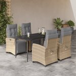 vidaXL Ensemble à manger de jardin coussins 5 Pièces mélange beige rotin