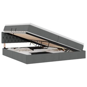 vidaXL Lit de rangement LED avec matelas Gris foncé 200 x 200 cm Tissu