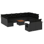 vidaXL Salon de jardin avec coussins 13 Pièces noir résine tressée