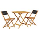 vidaXL Ensemble de bistro 3 Pièces noir polypropylène et bois massif