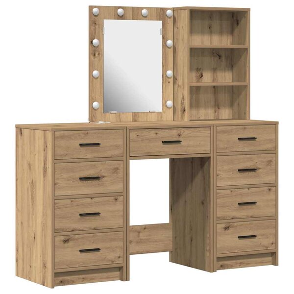vidaXL Table de Toilette avec tiroir 3 Pièces Marron Bois d'ingénierie