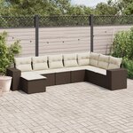vidaXL Salon de jardin 8 Pièces avec coussins marron résine tressée