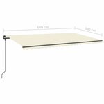 vidaXL Auvent manuel rétractable avec poteaux 6x3 m Crème